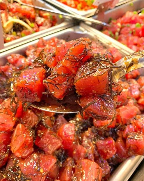 Fresh deli-style poke with limu and scallions