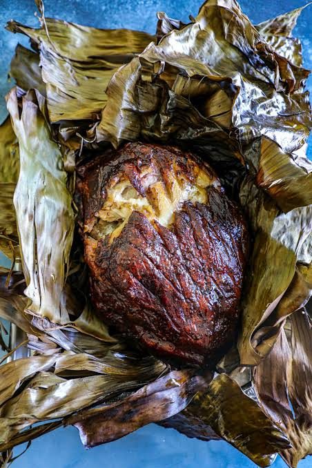 Banana leaf roasted pork