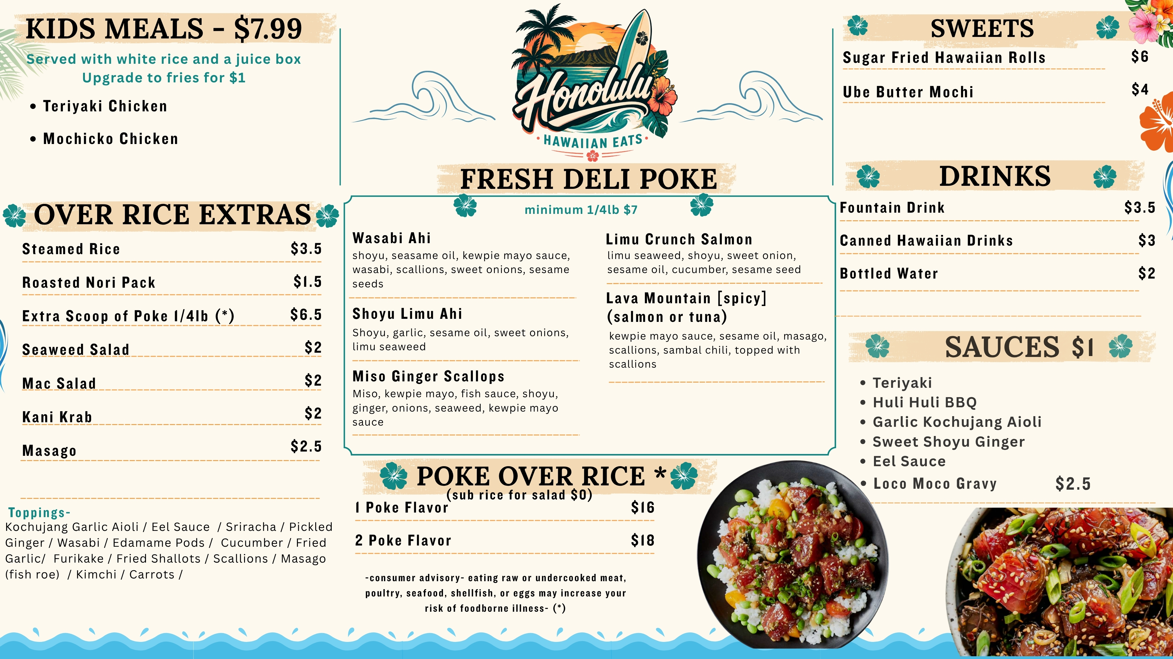 Honolulu Hawaiian Eats menu page 2
